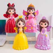 玩具卡通翅膀公主娃娃存钱罐大号搪胶女孩储蓄罐儿童生日礼物创意