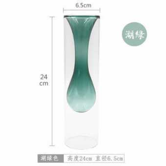 欧洲简约INS风新品糖葫芦串彩色双层玻璃花瓶插花器网红餐厅摆件