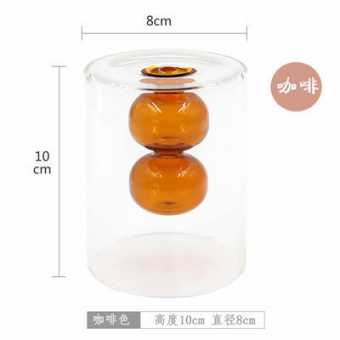 欧洲简约INS风新品糖葫芦串彩色双层玻璃花瓶插花器网红餐厅摆件