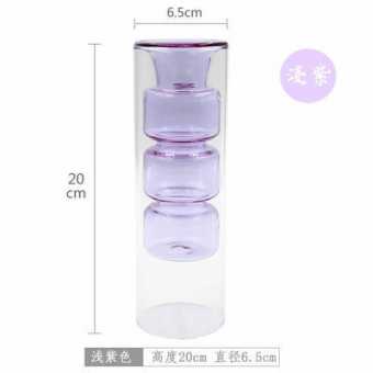欧洲简约INS风新品糖葫芦串彩色双层玻璃花瓶插花器网红餐厅摆件