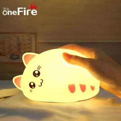 创意礼品七彩猫咪硅胶灯 拍拍小夜灯 新奇卧室床头儿童睡眠喂奶灯