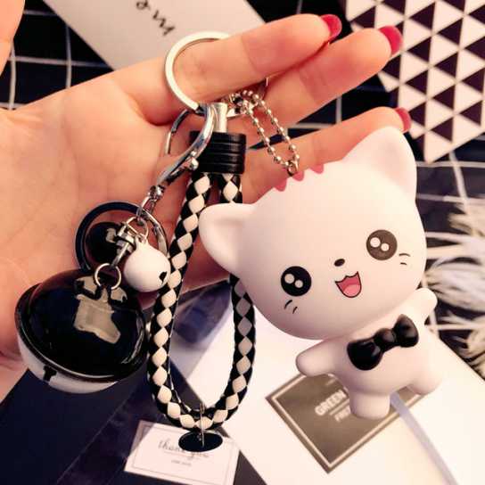卡通可爱熊猫公仔钥匙扣创意男女编织绳钥匙链包包挂件小礼品