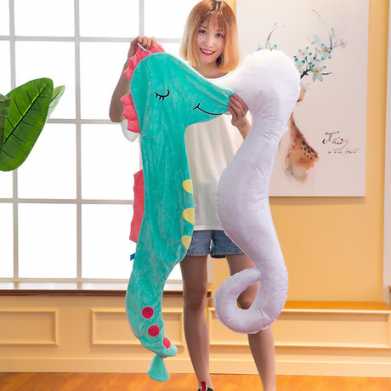新款毛绒玩具批发创意生日礼物送女生儿童卡通海马公仔抱枕可拆洗