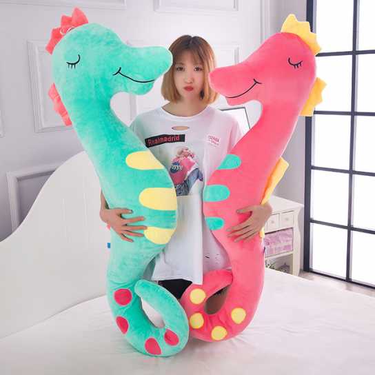 新款毛绒玩具批发创意生日礼物送女生儿童卡通海马公仔抱枕可拆洗