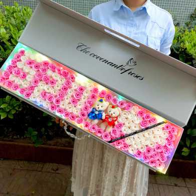 生日礼物520情人节送女生朋友香皂花花束仿真假花肥皂流光灯礼盒