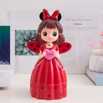 玩具卡通翅膀公主娃娃存钱罐大号搪胶女孩储蓄罐儿童生日礼物创意