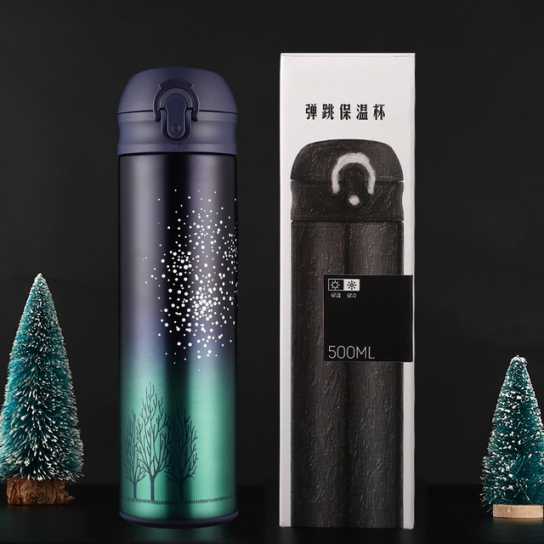 真空不锈钢保温杯便携星空弹跳杯创意礼品杯子学生水杯