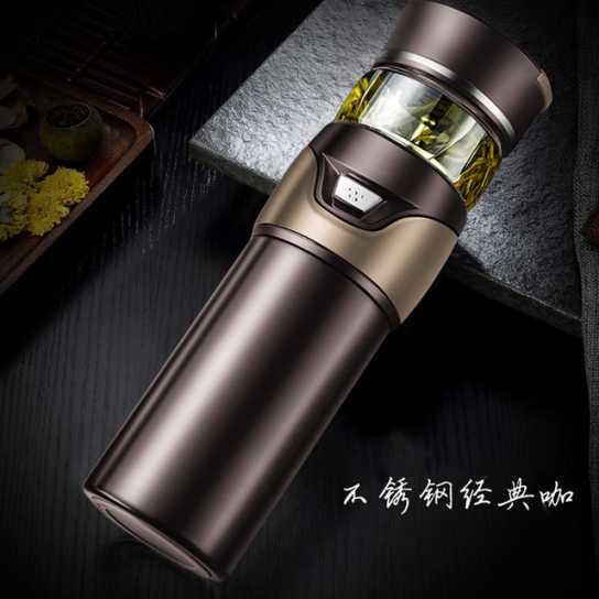 礼品男士商务茶水分离泡茶杯304不锈钢保温杯子车载双层玻璃水杯