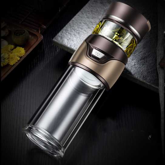 礼品男士商务茶水分离泡茶杯304不锈钢保温杯子车载双层玻璃水杯