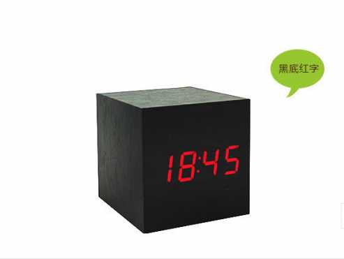 创意电子木质时钟led闹钟木头钟声控,电子礼品