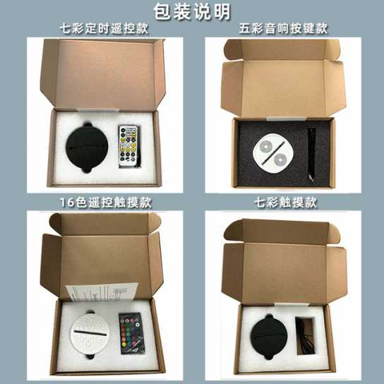新奇特电子礼品3d小夜灯创意亚克力装饰氛围灯led七彩触摸床头灯