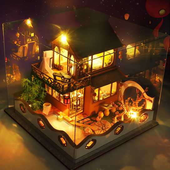 天予新品现货diy小屋桃花源记TB19带罩手工小房子模型生日礼物