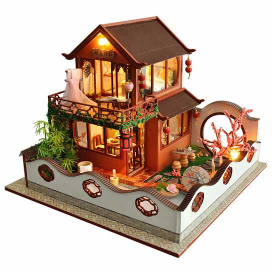 天予新品现货diy小屋桃花源记TB19带罩手工小房子模型生日礼物