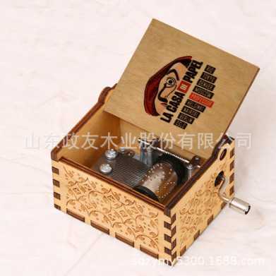 复古雕刻木质手摇音乐盒木制纸钞屋音乐盒八音盒