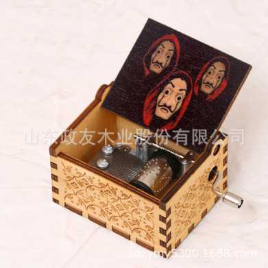 复古雕刻木质手摇音乐盒木制纸钞屋音乐盒八音盒