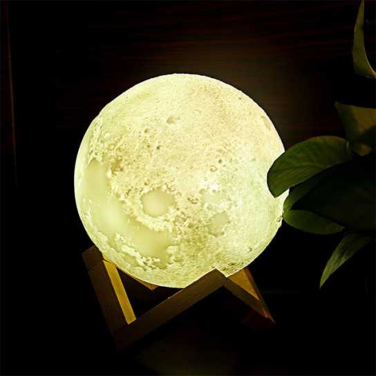 台灯月球灯触摸三色3dUSB小夜灯投影创意新奇特床头月亮led小夜灯