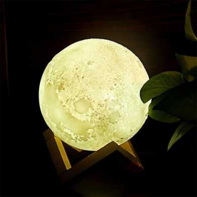 台灯月球灯触摸三色3dUSB小夜灯投影创意新奇特床头月亮led小夜灯