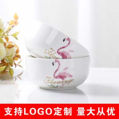火烈鸟黑线陶瓷碗筷套装 开业小礼品 礼品陶瓷餐具青花瓷碗