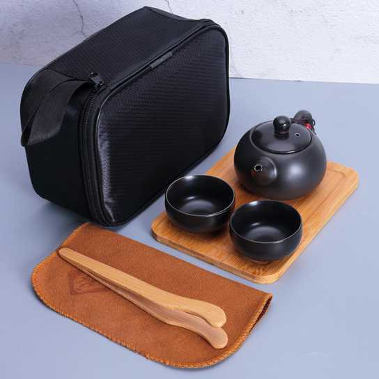 便携旅行茶具亚光功夫陶瓷一壶四杯办公商务礼品