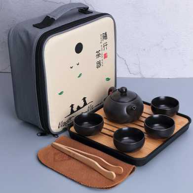 便携旅行茶具亚光功夫陶瓷一壶四杯办公商务礼品