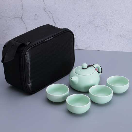 便携旅行茶具亚光功夫陶瓷一壶四杯办公商务礼品