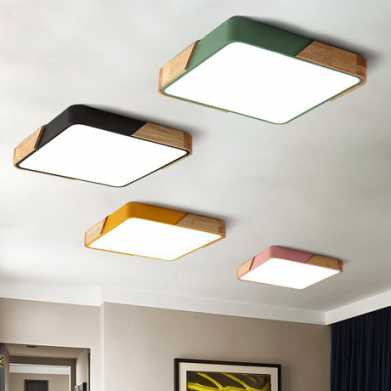 超薄LED吸顶灯马卡龙木艺客厅灯北欧创意卧室餐厅书房儿童房灯具