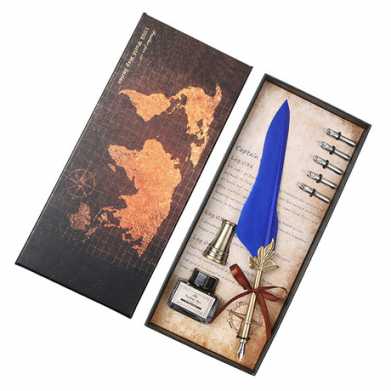 复古羽毛钢笔套装创意商务礼品羽毛笔情人节生日礼物
