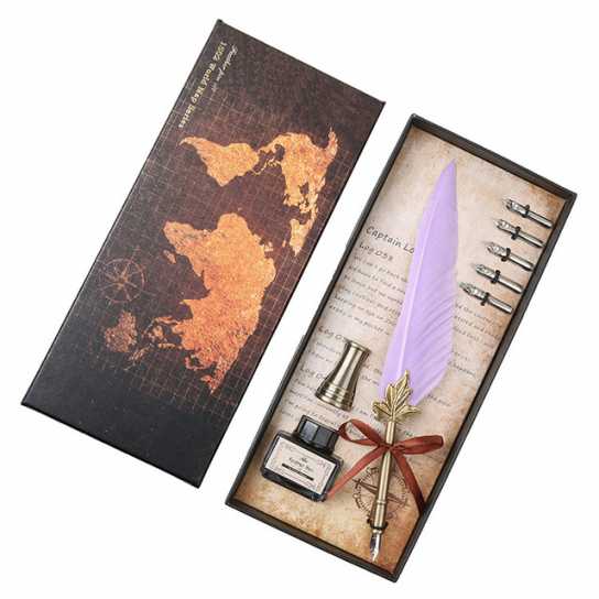 复古羽毛钢笔套装创意商务礼品羽毛笔情人节生日礼物