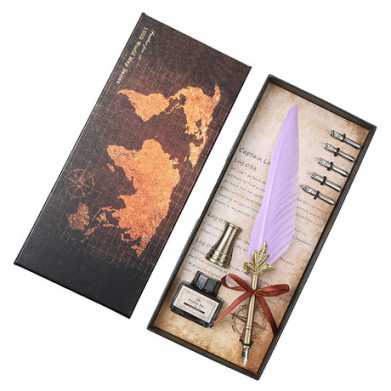 复古羽毛钢笔套装创意商务礼品羽毛笔情人节生日礼物
