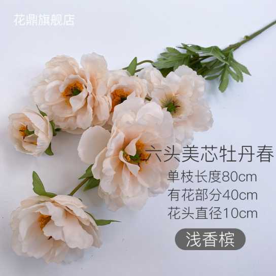 仿真花 6头美芯牡丹花束 婚庆家居酒店摄影装饰道具假花