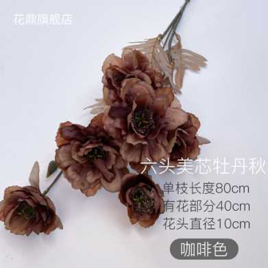 仿真花 6头美芯牡丹花束 婚庆家居酒店摄影装饰道具假花