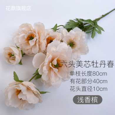 仿真花 6头美芯牡丹花束 婚庆家居酒店摄影装饰道具假花