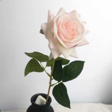 单支仿真花 过胶手感保湿玫瑰 卷边玫瑰 情人节花束家居装饰假花