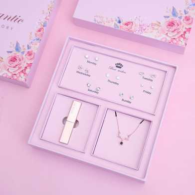 情人节创意礼物一周口红七日耳钉项链套装礼盒送女生生日礼品
