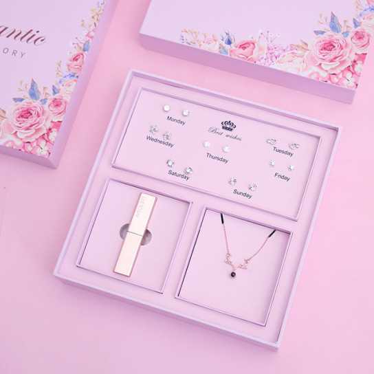 情人节创意礼物一周口红七日耳钉项链套装礼盒送女生生日礼品