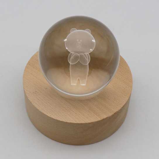 可爱熊透明水晶球3d小夜灯 情人节生日礼物送女生