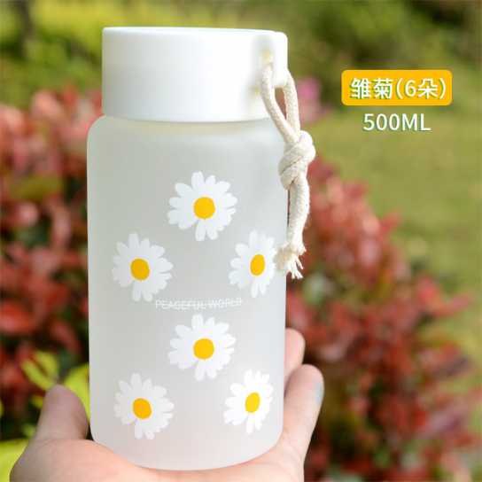 创意可爱小雏菊高硼硅玻璃杯cup可爱学生ins水杯韩版礼品便携杯子