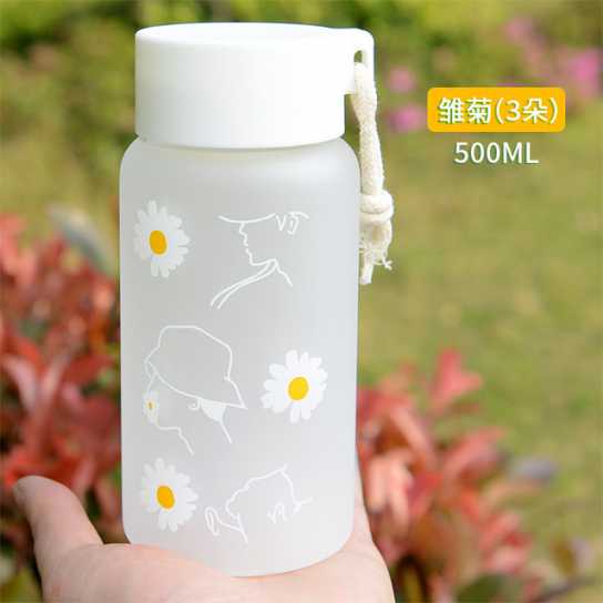 创意可爱小雏菊高硼硅玻璃杯cup可爱学生ins水杯韩版礼品便携杯子