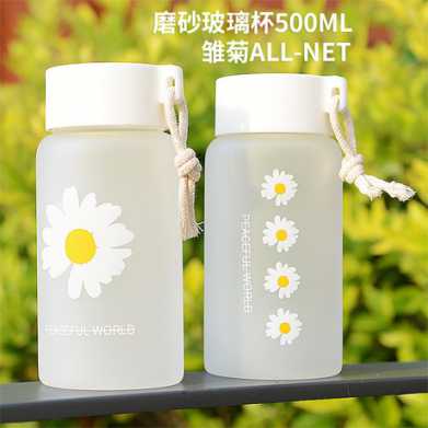 创意可爱小雏菊高硼硅玻璃杯cup可爱学生ins水杯韩版礼品便携杯子