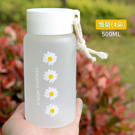 创意可爱小雏菊高硼硅玻璃杯cup可爱学生ins水杯韩版礼品便携杯子