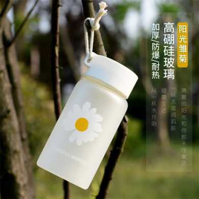 创意可爱小雏菊高硼硅玻璃杯cup可爱学生ins水杯韩版礼品便携杯子