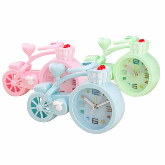 新品上市 加厚款糖果色 创意自行车闹钟 学生礼品 生日工艺品